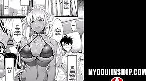 anime girl, show off those big tits falling out your bikini, almost see-through denim too