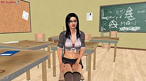 hot professora takes CUMSHOT on face from student in classroom hentai