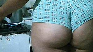 Bailey Quinn's athletic curvy ass and tight pussy workout in kitchen with juicy tits