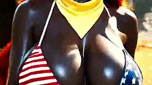 ebony farm girl from the ranch teases her big tits in ai animated country dream