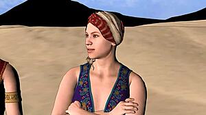 indian desi aladdin rubs magic lamp, wishes to fuck jasmine's tight holes with huge cock hindi audio