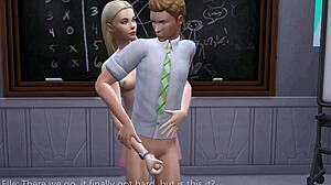 SMALL DICK TEEN POUNDS HOT TEACHER COWGIRL DOGGY IN CLASS - CREAMPIE ORGASM!!