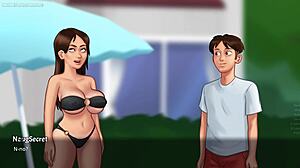 STEPMOM'S HOT BLOWJOB AND FOOTJOB ON STEPSON'S HUGE COCK IN SUMMERTIME SAGA 3D HENTAI GAME BY DARKCOOKIE!