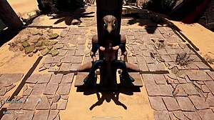 Ancient statue awakens pounds Lara's all holes in giant robot 3d gangbang creampie