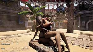 Lara Croft Impales Tight Pussy On Giant Stone Monster Cocks Creampie Blowjob