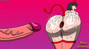 tatiana's succubus ass gapes farts cum from monster cock pounding