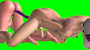 beautiful shemale joins gorgeous woman for double dildo anal in steamy 3d hentai