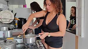 My Heart Raced When I Fucked My Wife's Friend While They Cooked Lunch Together