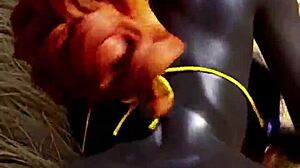 ebony farm girl from the ranch teases her big tits in ai animated country dream