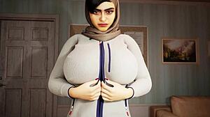 muslim hijab slut gets hard anal with big boobs hairy pussy and facial cumshot