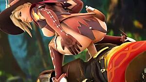 mercy bounces her ass back for that deep orgasm hit