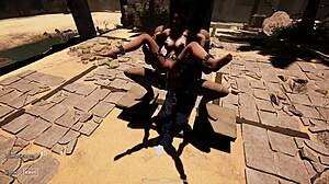 A Crowd Of Strangers Watches Lara Croft's Ass Destroyed By Giant Statue Penis In BDSM Outfit 3D Hentai Game