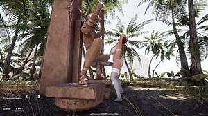 lara croft begs for that giant statue cock to stretch her tight holes