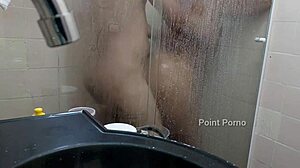 Step-mom's fat ass takes BBC while hubby hides and watches her cum