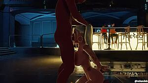 Rich Lover's Bimbo Blonde with Big Tits and Ass Takes Black Cock Interracial Style