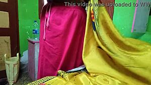 ammu's big natural tits spill out while changing saree