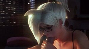 MERCY'S BIG TITS CREAMPIE RIDE EXPLODES!