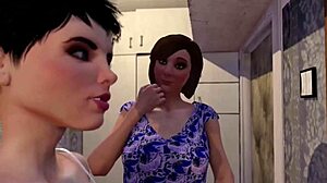 step mom shemale celebrates sissy's birthday with gaping anal handjob and oral in crossdressing fantasy animation