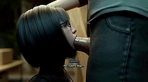 Busty Nerdy Asian Teen's Tight Pussy Creampied Doggystyle By Huge Cock In 3D Game