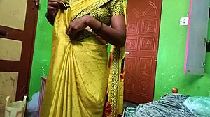 ammu's big natural tits spill out while changing saree