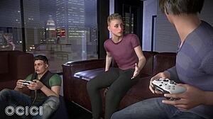 Gaming Night Turns Wild with Fitness Wife's Deepthroat Blowjob! 3D Porn OCICI VAM