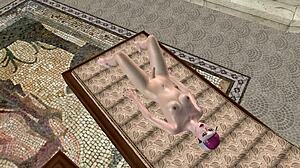 Beautiful Shemale Shoves Bottle Deep in Ass on Bed 3D Hentai!