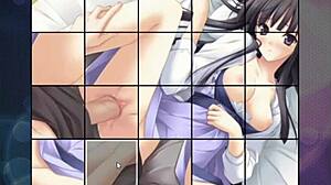 Watch Cute Big Tits Cowgirl Ride to Gushing Cum in Hentai Puzzle Gameplay