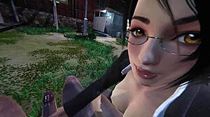 doa momiji ol strokes massive cock with expert handjob!