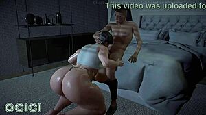 curvy fitness wife with big ass and tits gives blowjob while spied on in 3d hentai