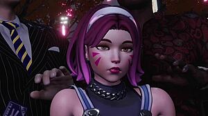 d.va and kiriko bounce on black studs' cocks club-style
