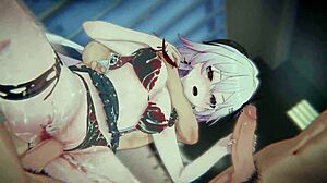 Honkai Star Rail's Evernight bound in bondage cowgirl dp creampie sandwich