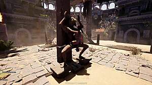 oh lara croft pussy barely fits giant statue cock 3d game