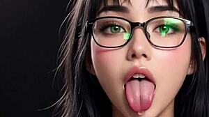 Beautiful chinese anime girls tongue out boobs tease ai animation show