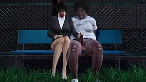 doa momiji ol strokes massive cock with expert handjob!