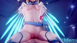 overwatch mercy milf poses sexy in latest 3d cartoon update