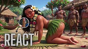 moana glides sensually through forest as tattoo glistens in adult react