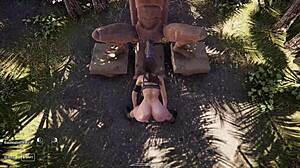 I Couldn't Resist Sitting on Stone Dick Again! Huge 3D Hentai Statue Fuck