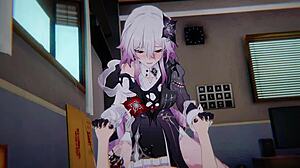 Honkai Star Rail's Evernight bound in bondage cowgirl dp creampie sandwich