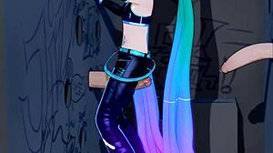 Mantis dances up to gloryhole for facial cum blast in guardians hentai twist