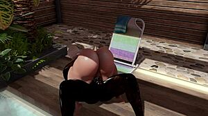 Big Black Monster Cock Splits Huge Tits Ass At Poolside Squirt Fest