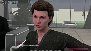 Chloe's private bedroom tryst unfolds in visual novel gameplay.