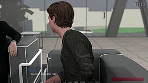 Chloe's private bedroom tryst unfolds in visual novel gameplay.