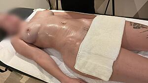 Husband Watches Masseuse Oil Natural Tits Massage