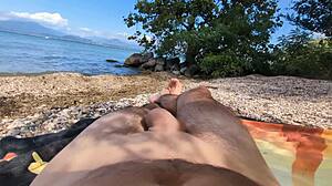 did you see me jerk off naked on beach while hot girl watches?
