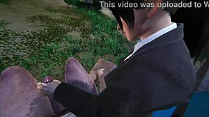 doa momiji ol strokes massive cock with expert handjob!