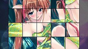 Watch Cute Big Tits Cowgirl Ride to Gushing Cum in Hentai Puzzle Gameplay