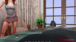 Chloe's private bedroom tryst unfolds in visual novel gameplay.