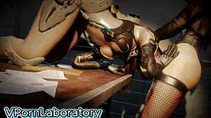 Shemale pounds android robot with huge curvy femdom fury