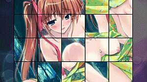 Watch Cute Big Tits Cowgirl Ride to Gushing Cum in Hentai Puzzle Gameplay