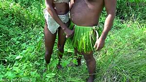horny tribe girl yanks dick across villages for tree sex fun